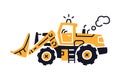 Bulldozer or Dozer as Construction Equipment and Heavy Machine for Industrial Work Vector Illustration Royalty Free Stock Photo