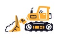 Bulldozer or Dozer as Construction Equipment and Heavy Machine for Industrial Work Vector Illustration Royalty Free Stock Photo