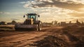 Bulldozer Driving Through Fields: Environmental Awareness In Pastoral Settings