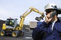 Bulldozer, engineer and driver Royalty Free Stock Photo