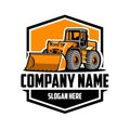 Bulldozer excavating company logo. Emblem style concept vector isolated Royalty Free Stock Photo