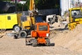 Bulldozer, excavator and compactor on construction Royalty Free Stock Photo