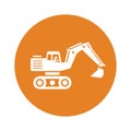 Bulldozer, excavator icon / orange vector