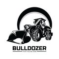 Bulldozer excavator logo design illustration