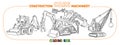 Funny small bulldozer multi tool coloring book set