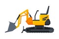 Bulldozer Heavy Construction Machine, Special Transport, Side View Flat Vector Illustration Royalty Free Stock Photo