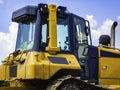 Bulldozer heavy duty tractor close up cabin