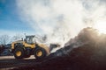 Bulldozer at heavy earthworks in biomass facility Royalty Free Stock Photo