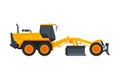 Bulldozer Heavy Grader Construction Machine, Special Transport, Side View Flat Vector Illustration Royalty Free Stock Photo