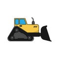 Bulldozer heavy vehicle hand drawn sketch illustration vector