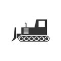 Bulldozer icon flat Royalty Free Stock Photo