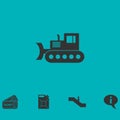 Bulldozer icon flat Royalty Free Stock Photo