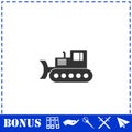 Bulldozer icon flat Royalty Free Stock Photo