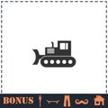 Bulldozer icon flat Royalty Free Stock Photo