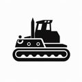 Bulldozer Icon: Stenciled Design On White Background