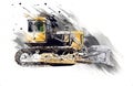 Bulldozer illustration color art grunge drawing vintage Royalty Free Stock Photo