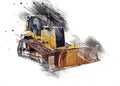 Bulldozer illustration color art grunge drawing vintage