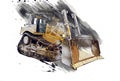 Bulldozer illustration color art grunge drawing vintage Royalty Free Stock Photo