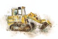 Bulldozer illustration color art grunge drawing vintage art work grunge funny artowkr for design