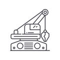 Bulldozer image icon, linear isolated illustration, thin line vector, web design sign, outline concept symbol with Royalty Free Stock Photo