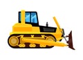 Bulldozer isolated. quarry hydraulic machine for work front end yellow loader builders equipment vehicle vector cartoon Royalty Free Stock Photo