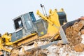 Bulldozer loader at winter frozen