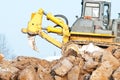 Bulldozer loader at winter frozen