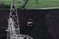 Bulldozer Moving Coal Away From Conveyer Belt Royalty Free Stock Photo