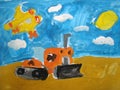 Bulldozer painted by child