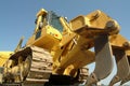 Bulldozer perspective in construction site Royalty Free Stock Photo