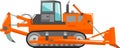 Bulldozer with Plow Icon in Flat Style. Vector Illustration Royalty Free Stock Photo