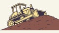 Bulldozer Pushing Dirt on a Construction Site. Earthmoving Operations. vector design Generative AI Royalty Free Stock Photo