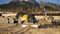 Bulldozer pushing sand Royalty Free Stock Photo