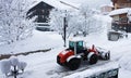 Bulldozer removing snow Royalty Free Stock Photo