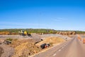 Bulldozer at a road construction site Royalty Free Stock Photo