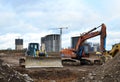 Bulldozer Shantui SD16 and Group Excavators brands of the Kraneks and CATERPILLAR