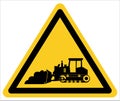bulldozer, tractor, warning sign tractor working Royalty Free Stock Photo