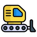bulldozer vector flat icon, colored line vector design Royalty Free Stock Photo