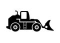 Bulldozer vehicle. Simple illustration in black and white