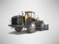 Bulldozer wheel universal orange isolated 3D rendering on gray background with shadow