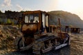 bulldozer work machine excavator construction site Royalty Free Stock Photo