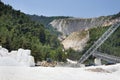 Bulldozer working at marble quarry