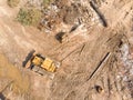 Bulldozer working at old building demolition site Royalty Free Stock Photo