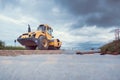 Bulldozer working on sewer construction