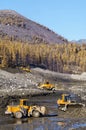 Bulldozers and Front Loader works in mountainous areas