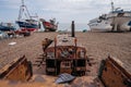 Bulldozers at Hastings fishing boats on the beach at Rock-a-Nore