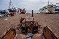 Bulldozers at Hastings fishing boats on the beach at Rock-a-Nore