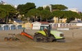 Bulldozers at Work on a Beach Royalty Free Stock Photo