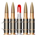 Machine Gun Bullet Belt With Red Lipstick Substitute Royalty Free Stock Photo