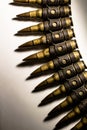 Bullet belt, weapon and military background Royalty Free Stock Photo